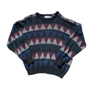 Vintage 90’s Michael Gerald Geometric Pattern Wool Knit Sweater